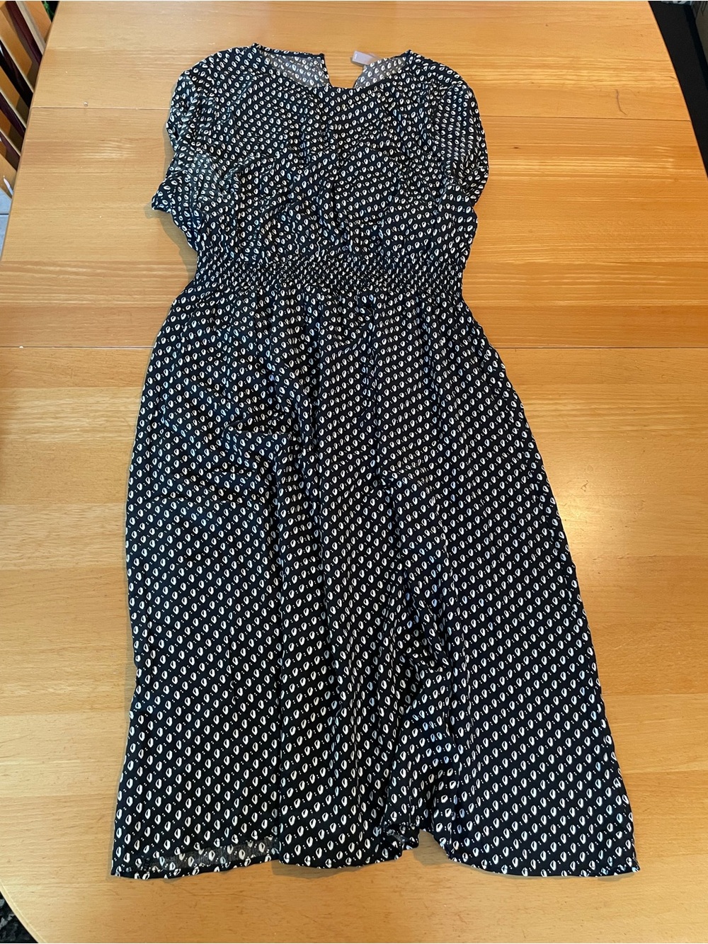 H&M Black and White Printed Midi Dress